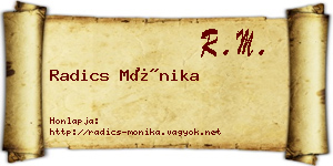 Radics Mónika névjegykártya